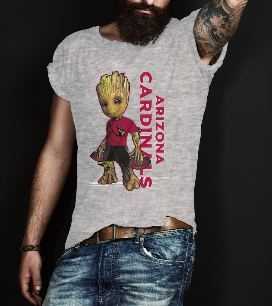 Groot Arizona Cardinals NFL Fan Art With Team Logo And Character T-Shirt