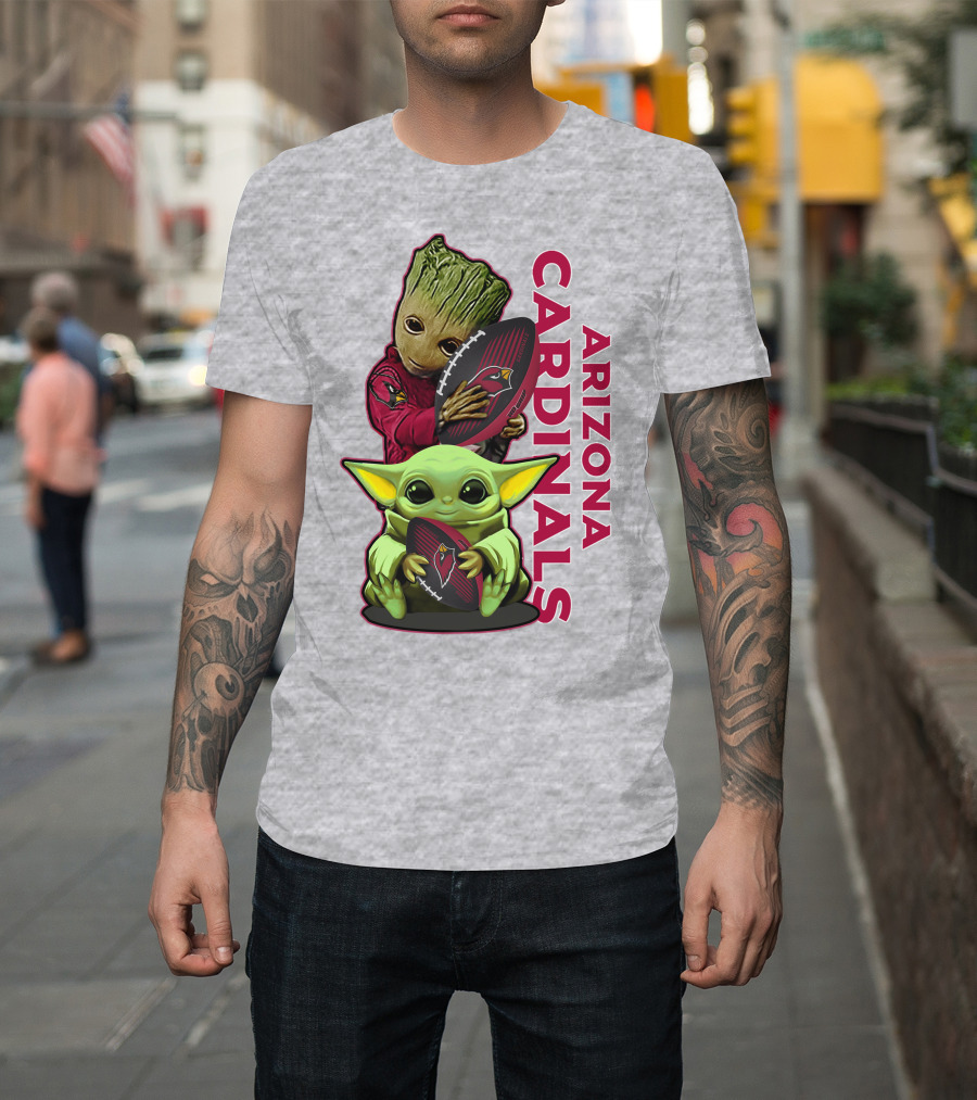 Grzd Arizona Cardinals Groot Baby Yoda Football T-Shirt