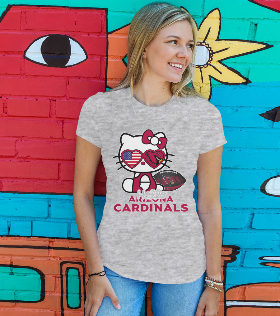 Hello Kitty Arizona Cardinals American Flag Football T-Shirt