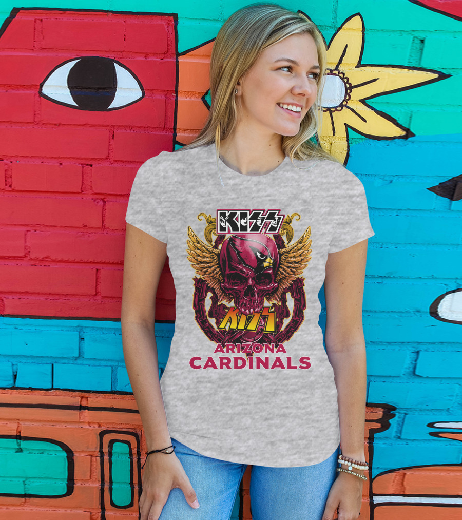 Kiss Arizona Cardinals Skull Wings T-Shirt