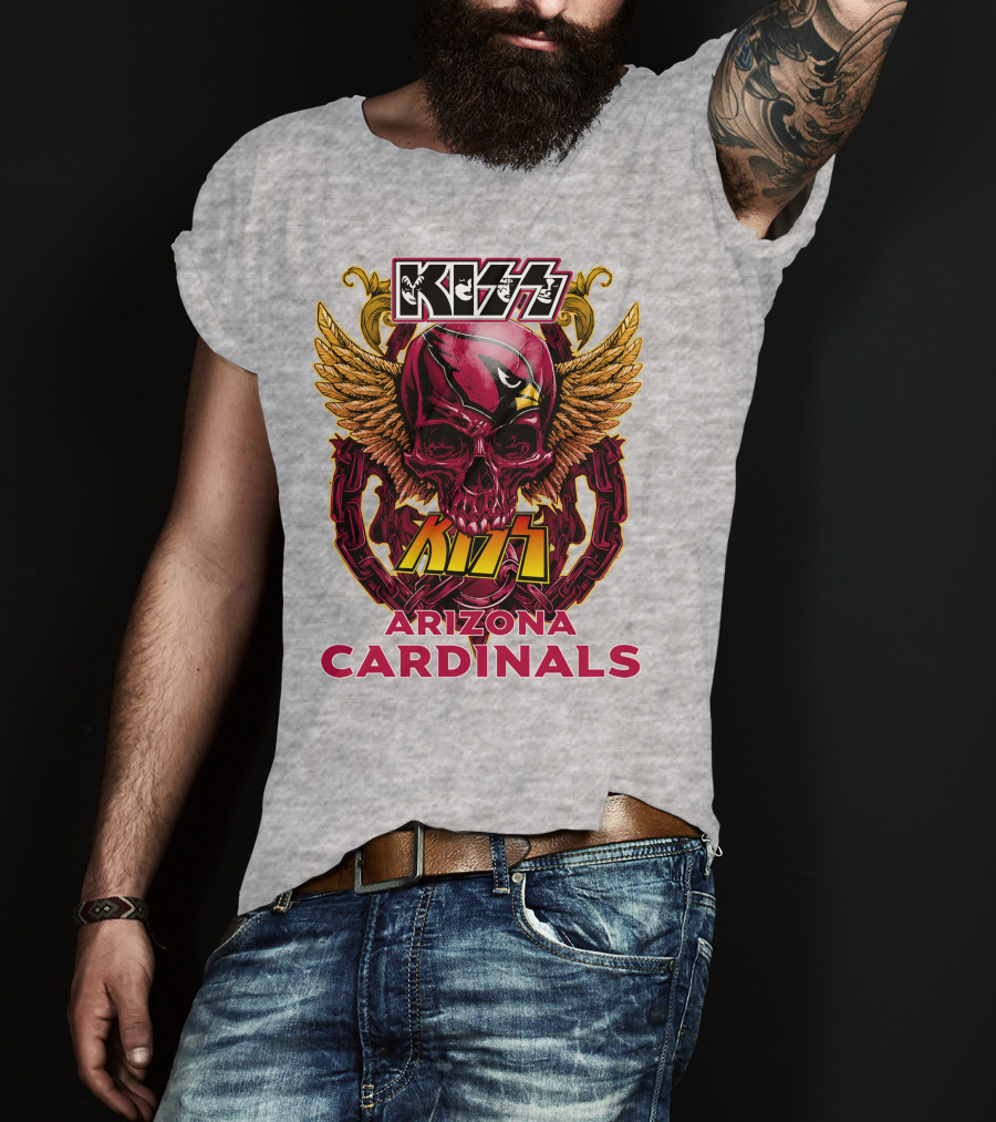 Kiss Arizona Cardinals Skull Wings T-Shirt