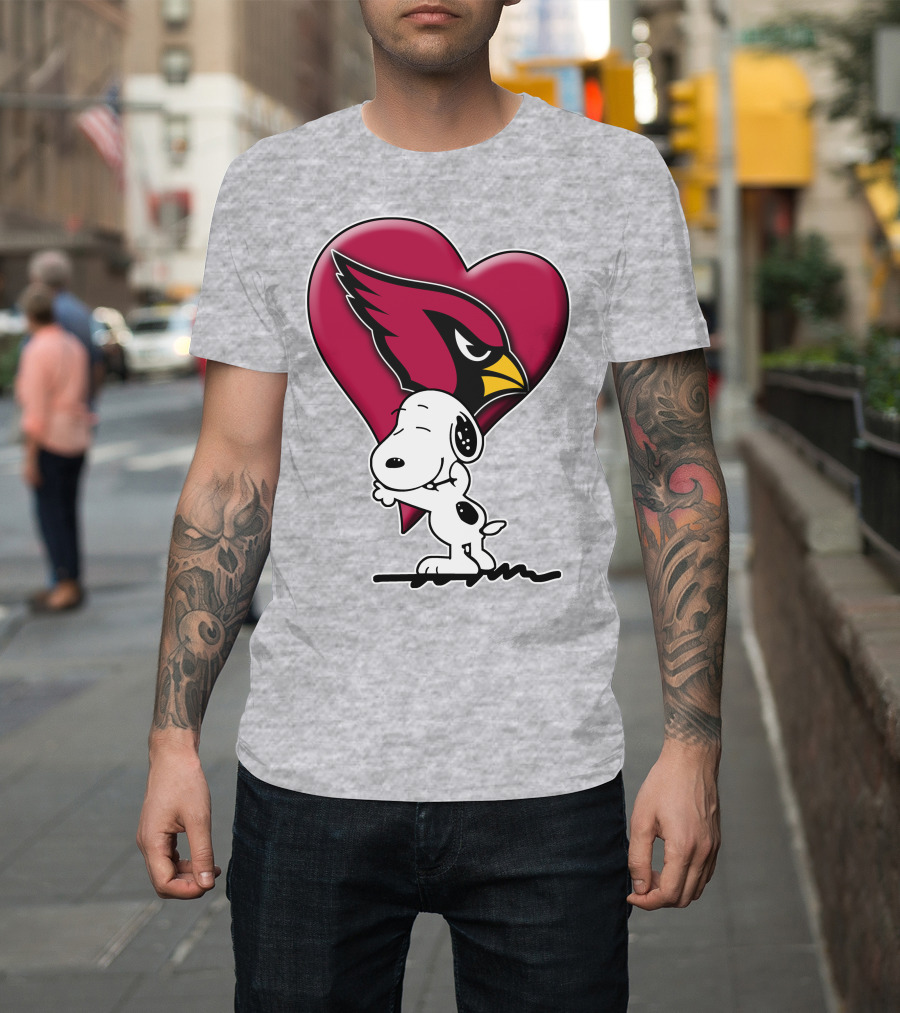 Snoopy Hugging Arizona Cardinals Heart T-Shirt