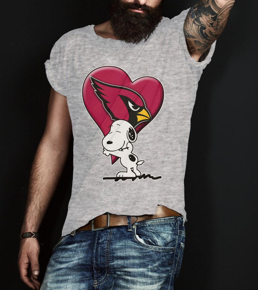 Snoopy Hugging Arizona Cardinals Heart T-Shirt