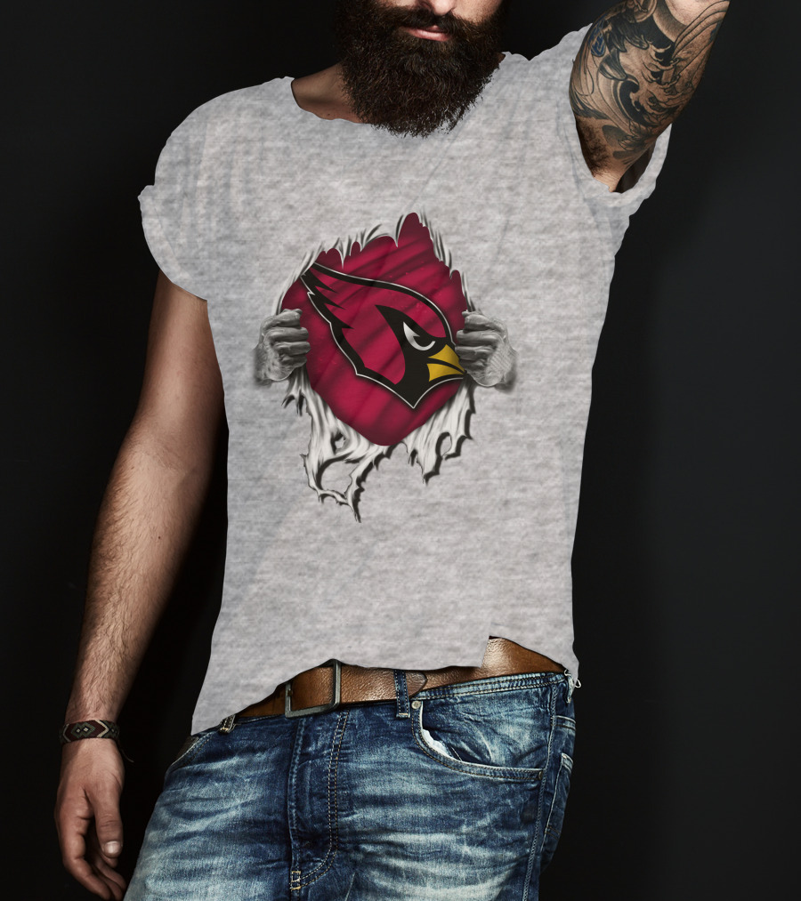 Torn Arizona Cardinals Logo Revealing Hidden Strength T-Shirt