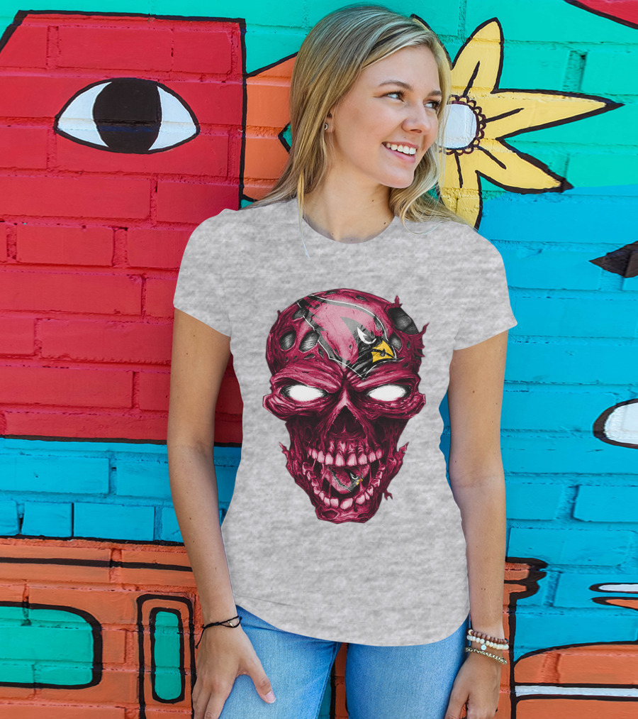 Skull V2 Arizona Cardinals Logo Fusion T-Shirt