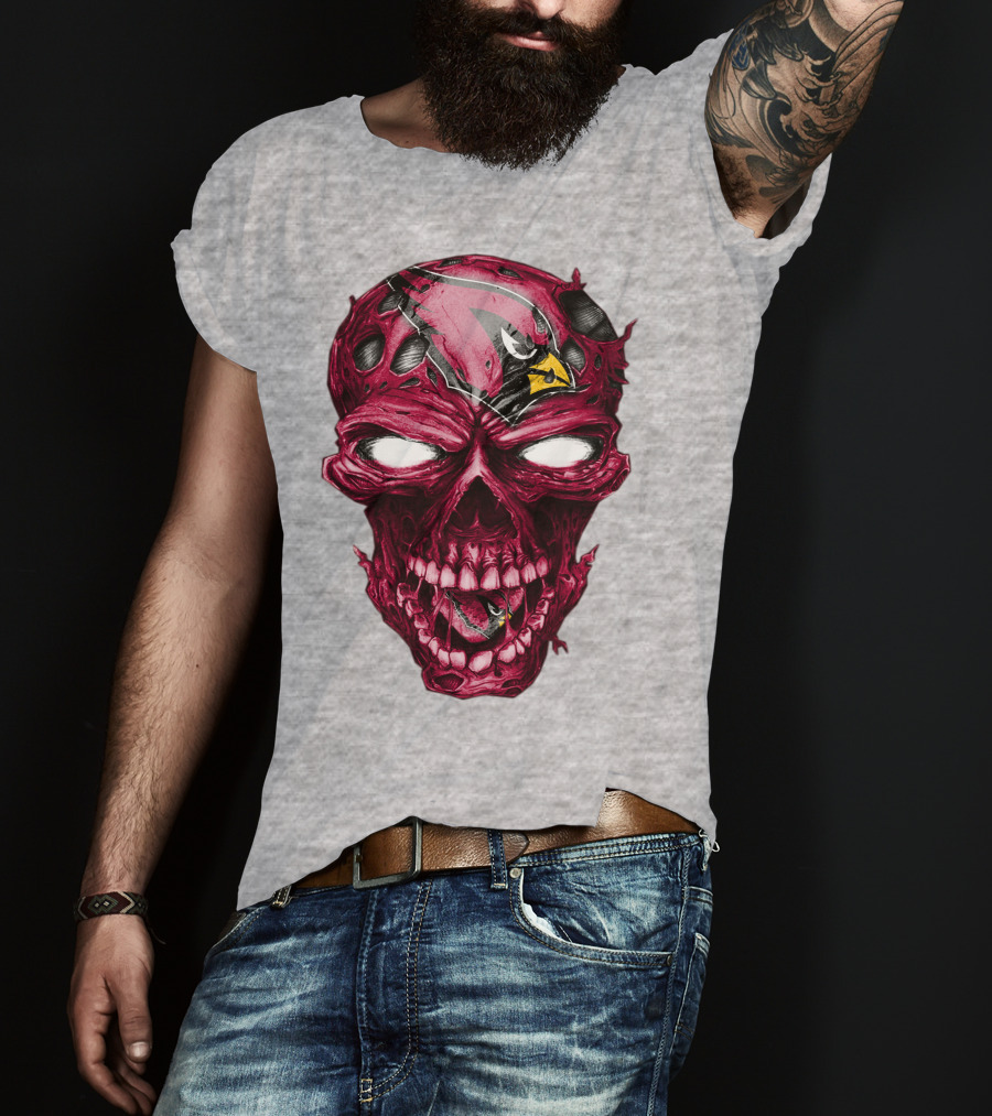 Skull V2 Arizona Cardinals Logo Fusion T-Shirt
