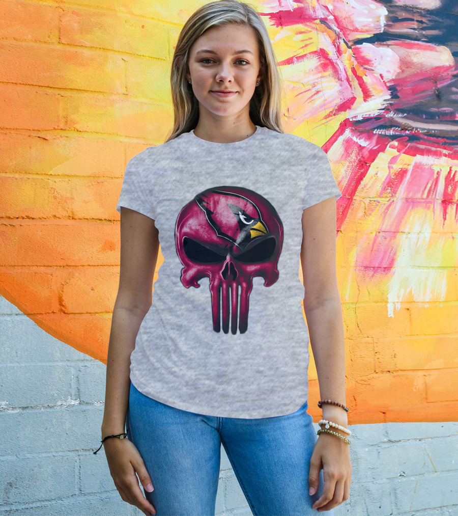 Skull Arizona Cardinals Logo Face T-Shirt
