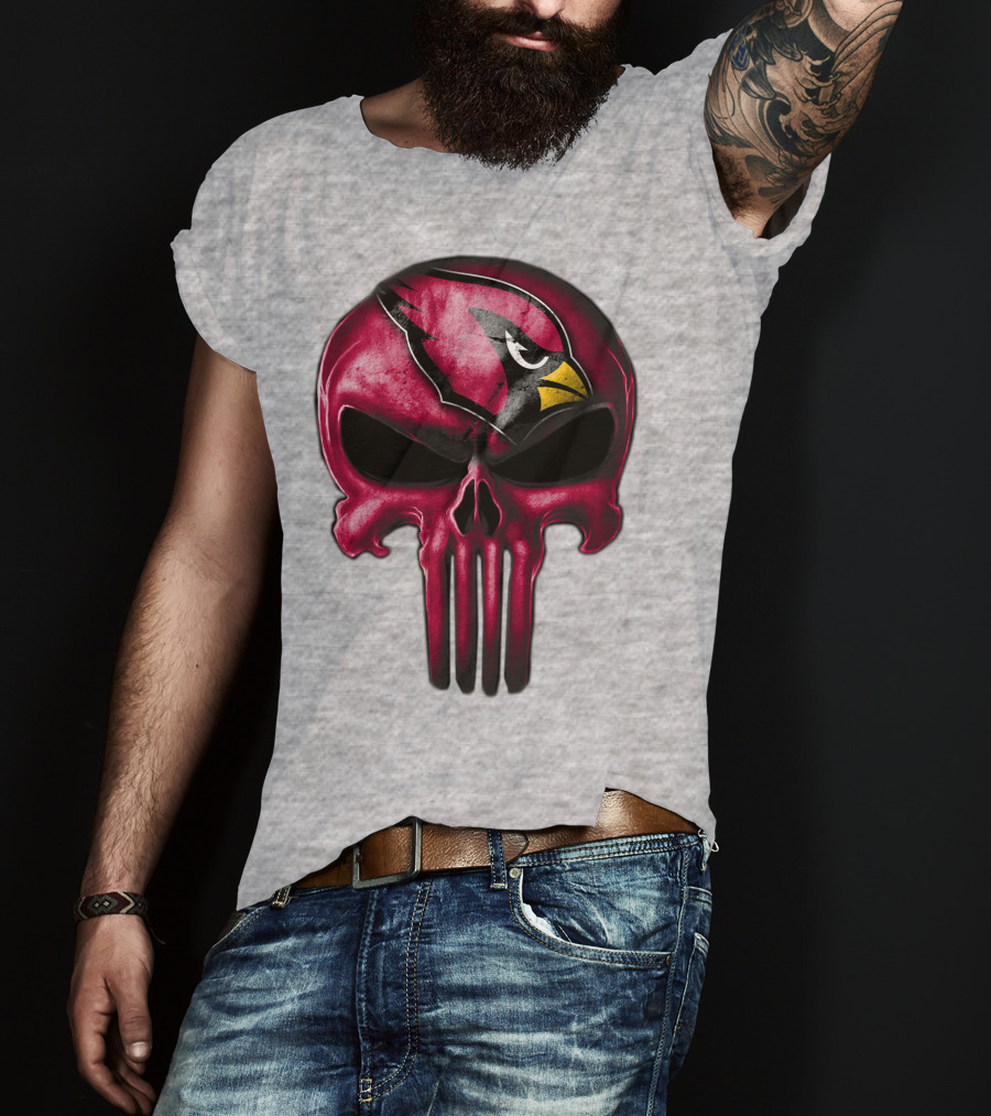 Skull Arizona Cardinals Logo Face T-Shirt