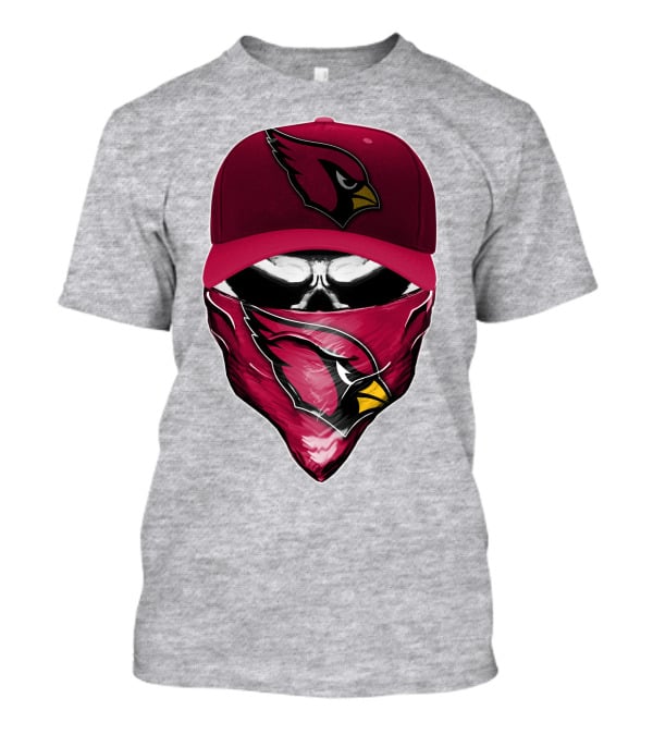 Skull V6 Arizona Cardinals Bold Logo Hat And Bandana T-Shirt