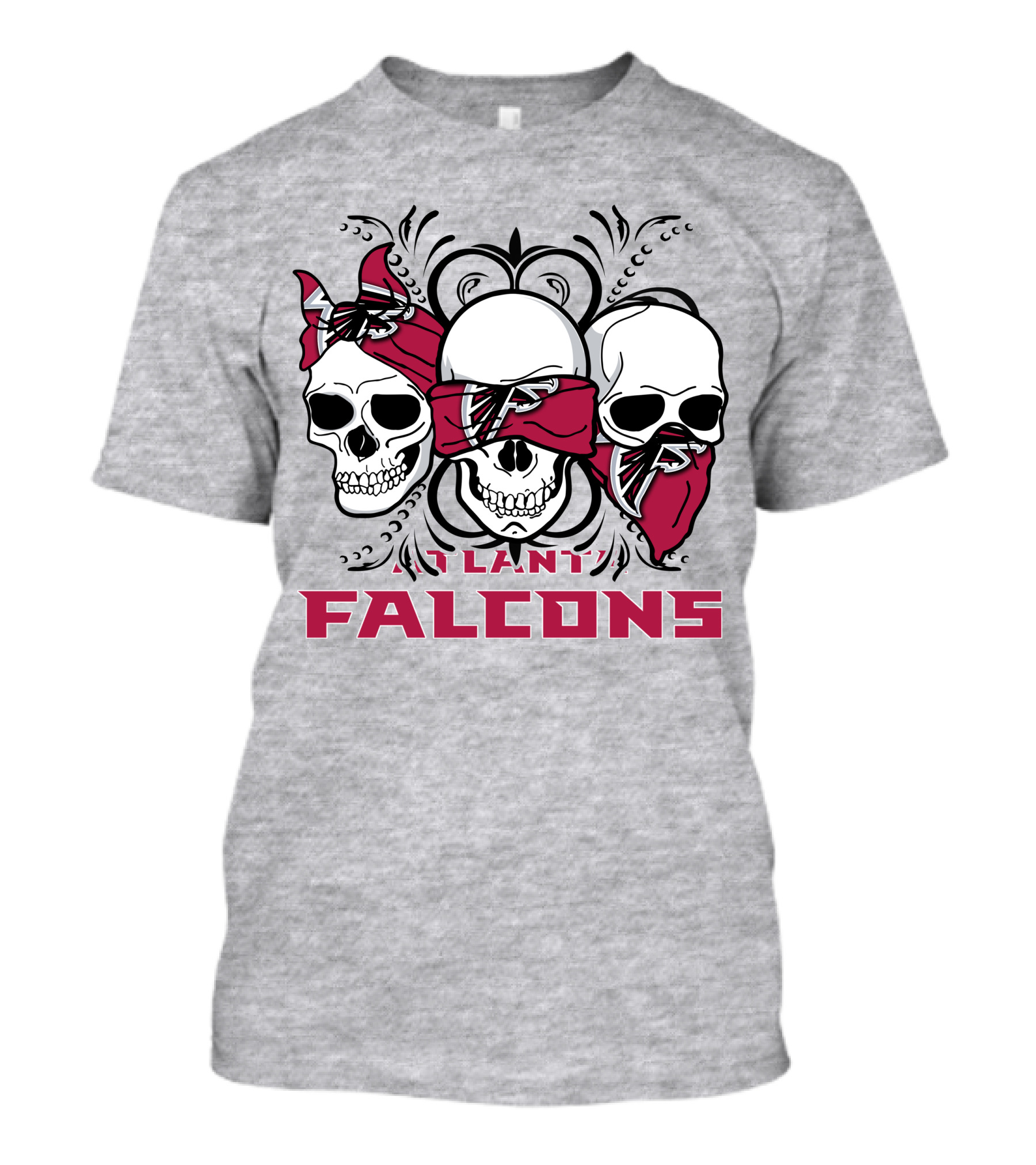 3 Skull Atlanta Falcons Bandana T-Shirt