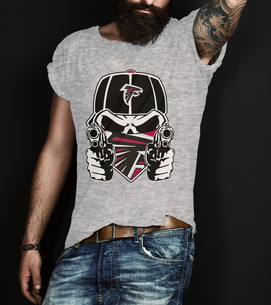 Atlanta Falcons Skull Logo Guns Cap Bandana T-Shirt
