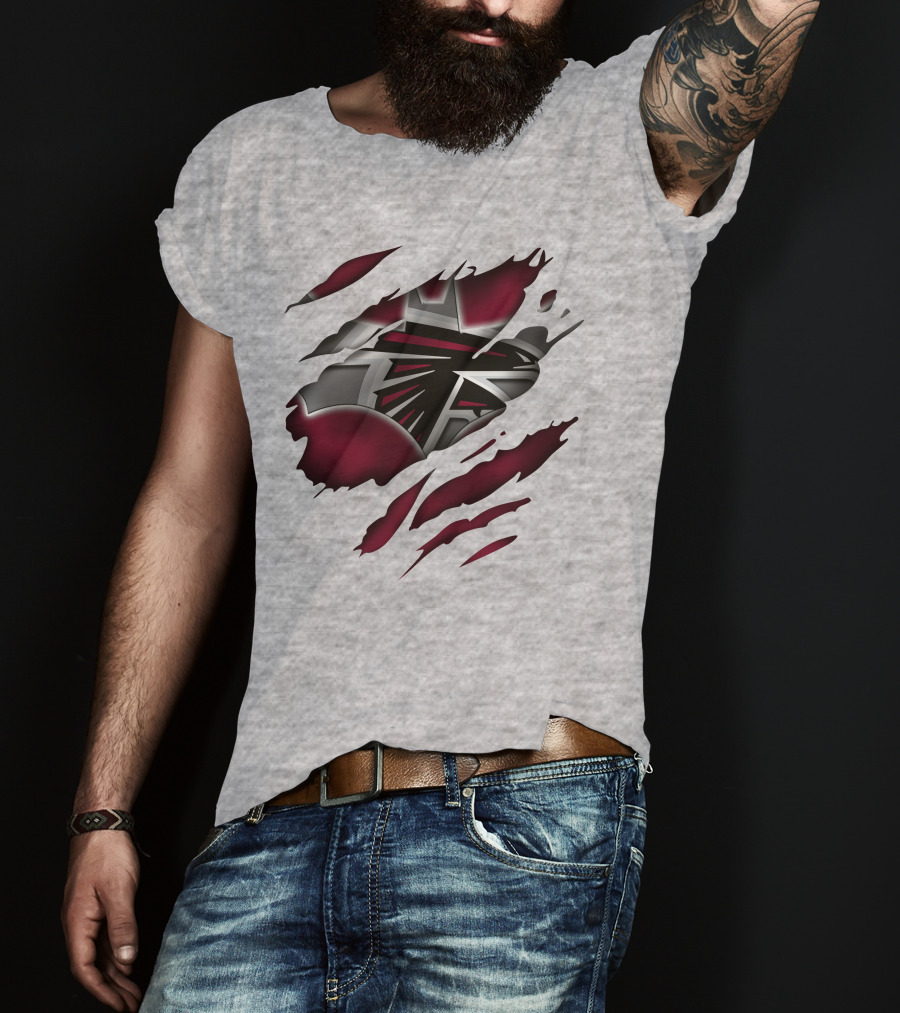 Atlanta Falcons Logo Ripped Claw Marks T-Shirt