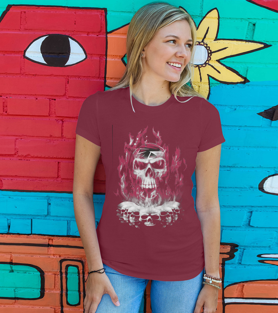 Atlanta Falcons 57 Flaming Skull T-Shirt