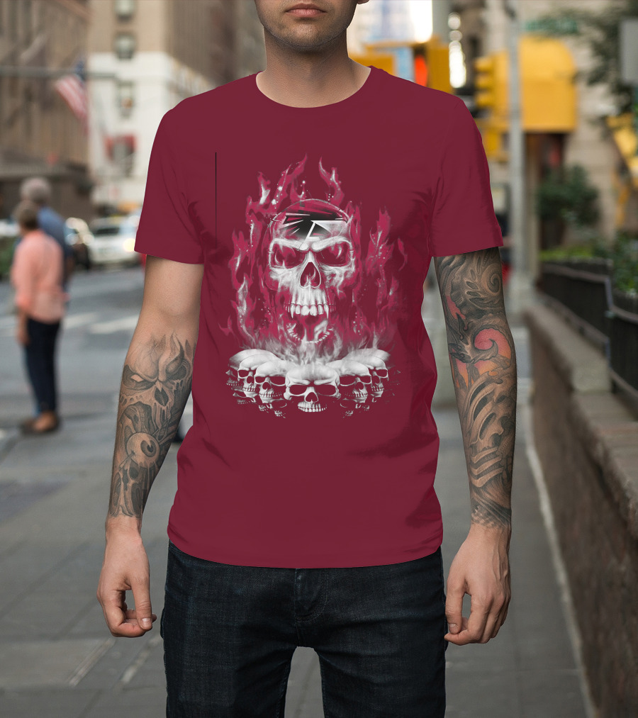 Atlanta Falcons 57 Flaming Skull T-Shirt