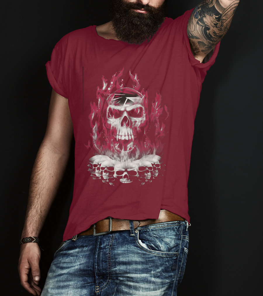 Atlanta Falcons 57 Flaming Skull T-Shirt