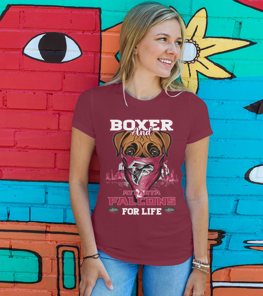 Boxer And Atlanta Falcons For Life T-Shirt