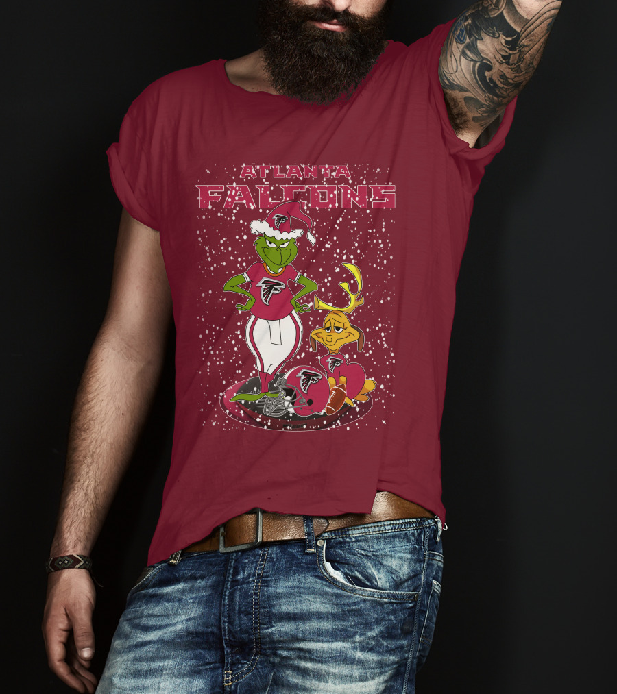 Atlanta Falcons Grinchxmas Snowy Holiday Characters T-Shirt