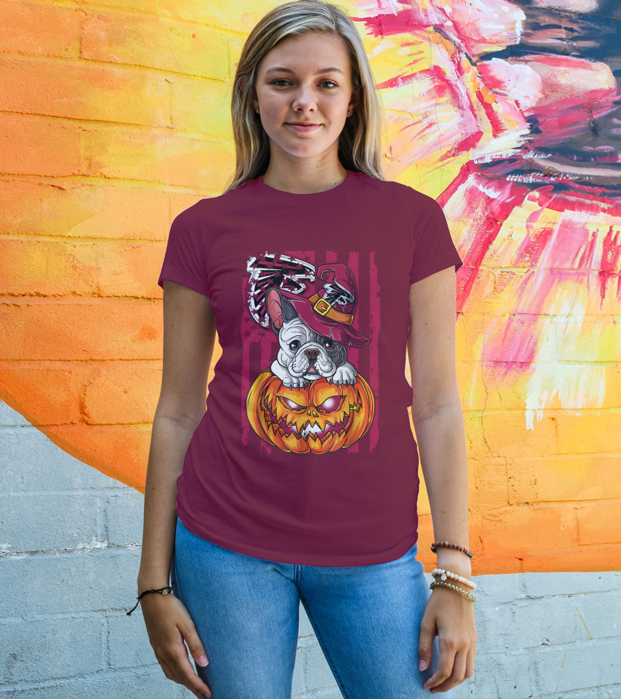 Hlw Bulldog Pumpkin Halloween Atlanta Falcons T-Shirt