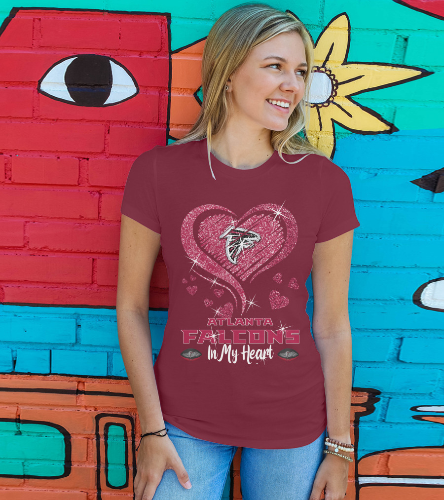 Atlanta Falcons Sparkling Heart Design In My Heart T-Shirt