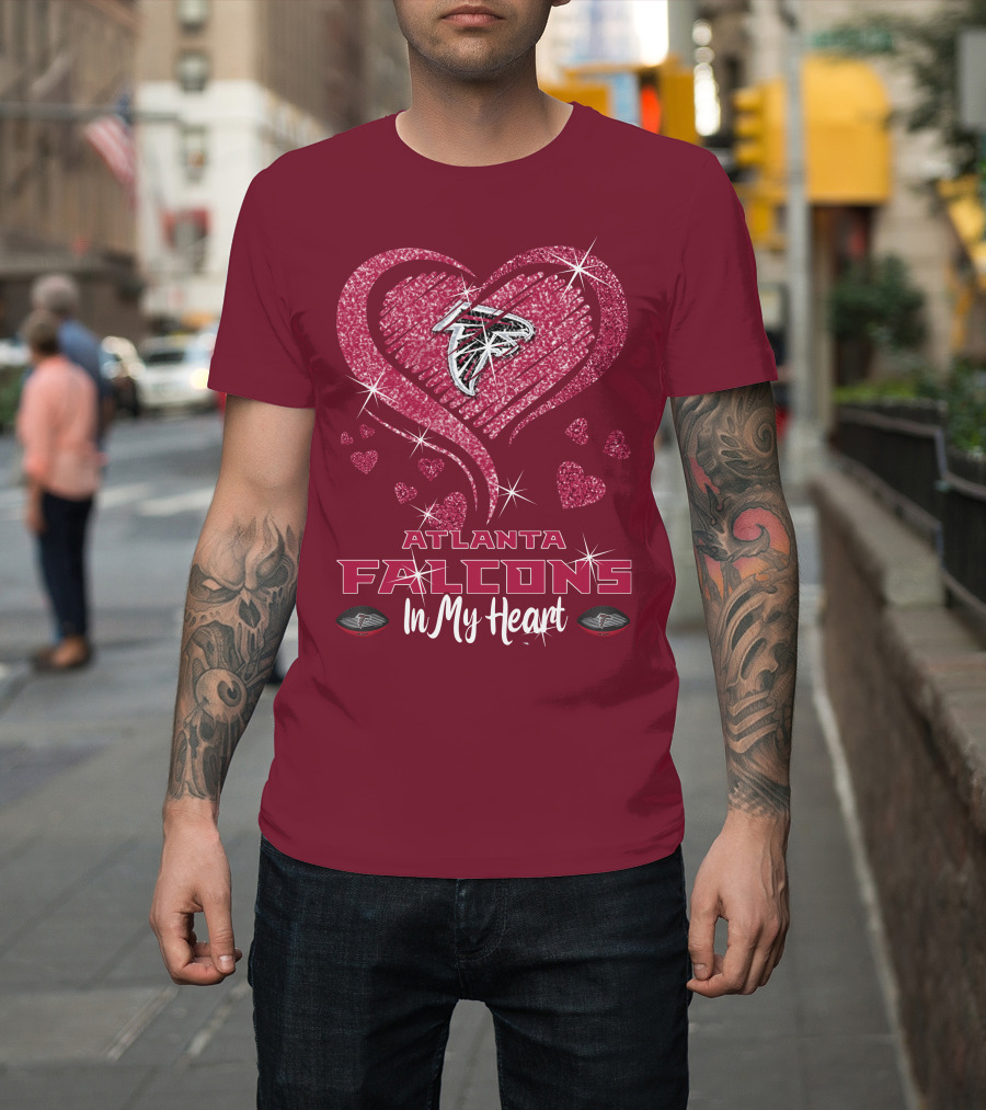 Atlanta Falcons Sparkling Heart Design In My Heart T-Shirt