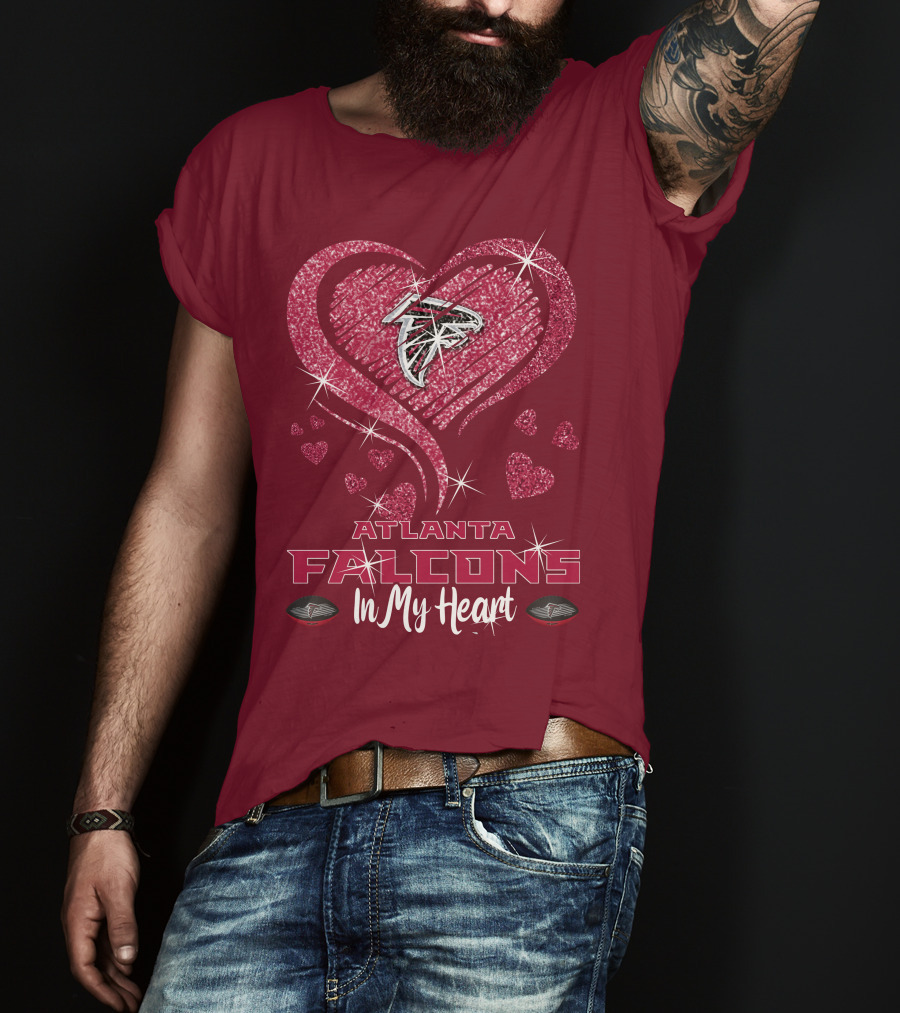 Atlanta Falcons Sparkling Heart Design In My Heart T-Shirt