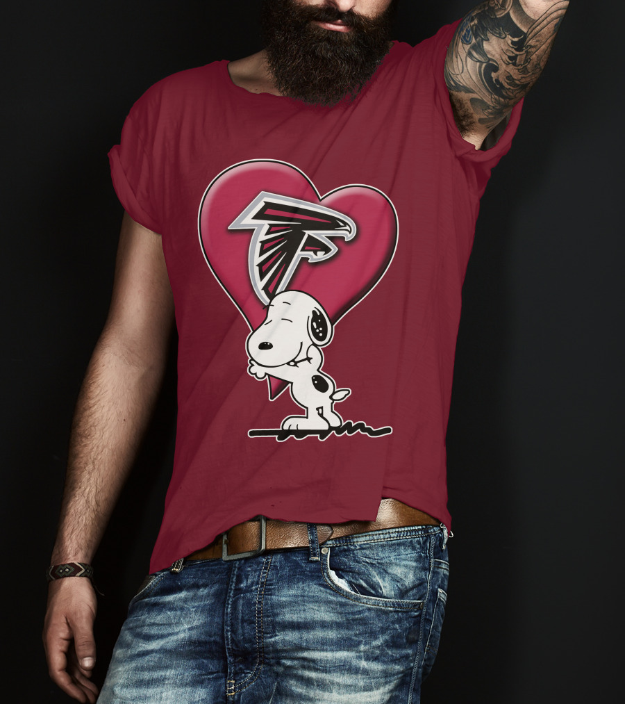 Snoopy Hugging Atlanta Falcons Heart T-Shirt