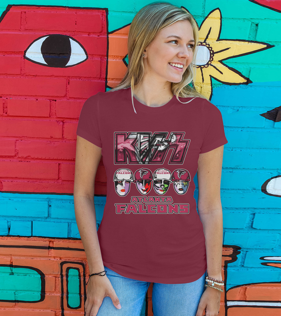 Kiss Atlanta Falcons Faces Logo NFL Band Crossover T-Shirt