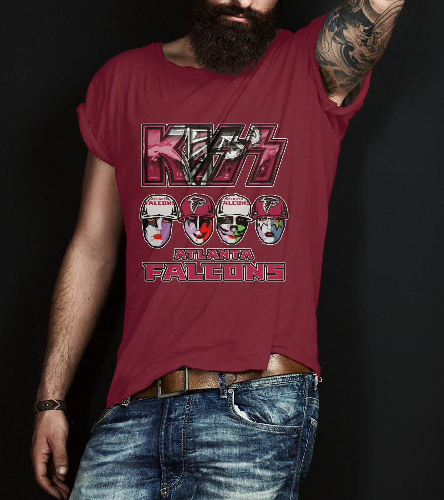 Kiss Atlanta Falcons Faces Logo NFL Band Crossover T-Shirt