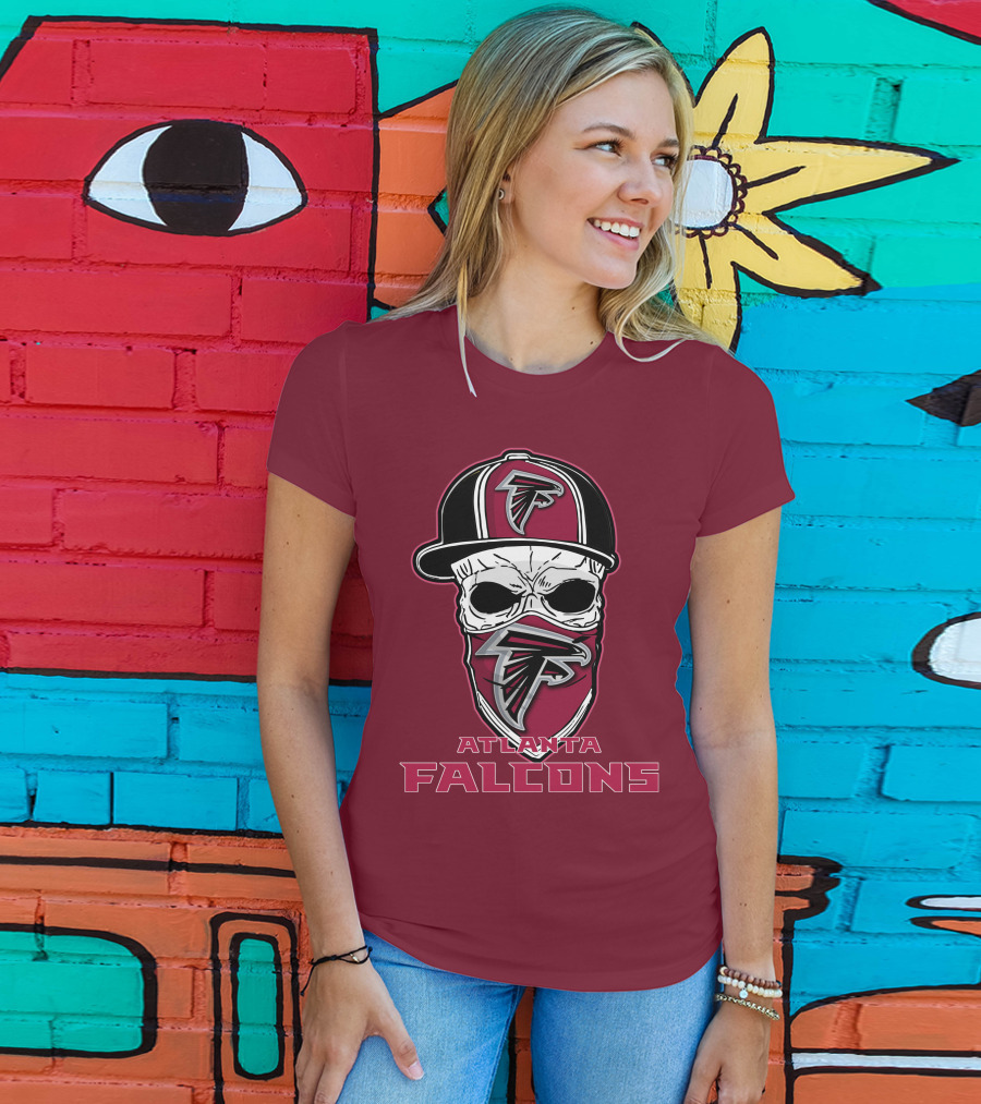 Atlanta Falcons Skull Hat Mask T-Shirt