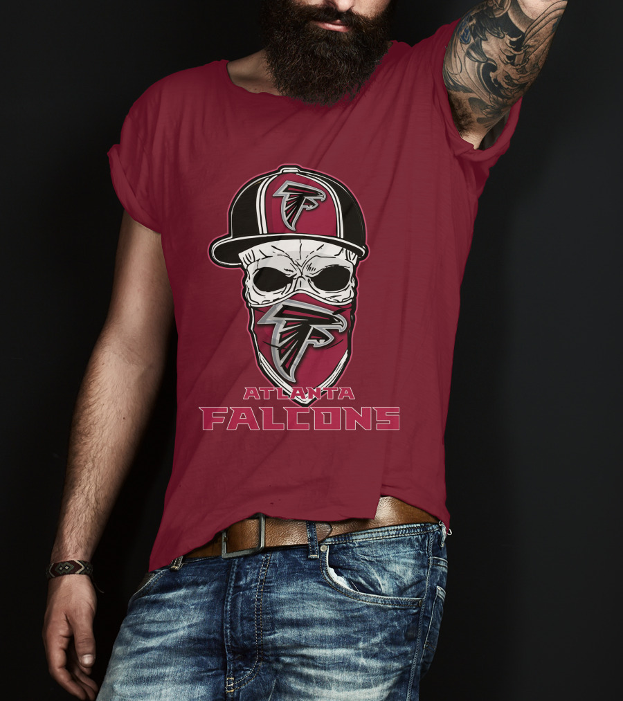 Atlanta Falcons Skull Hat Mask T-Shirt