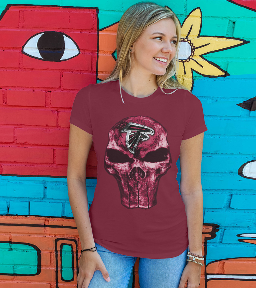 Skull Atlanta Falcons Logo Emblem T-Shirt