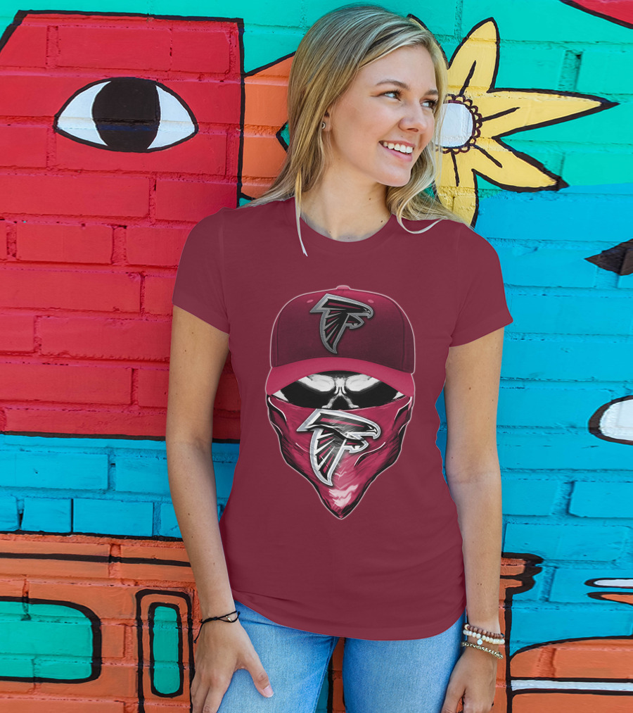 Atlanta Falcons Skull Bandana Hat T-Shirt