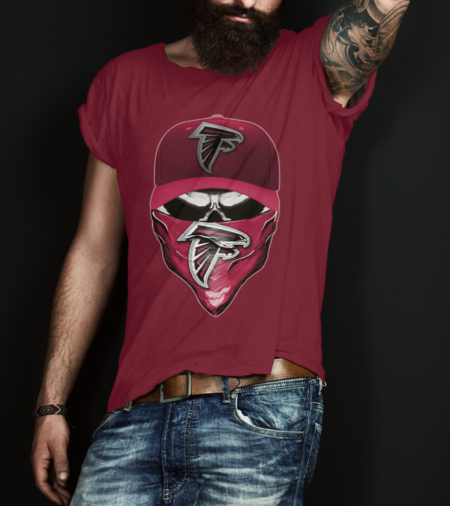 Atlanta Falcons Skull Bandana Hat T-Shirt