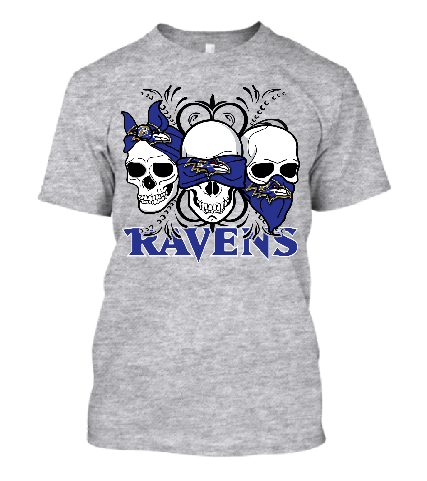Ravens Three Skulls Bandana Baltimore Ravens T-Shirt