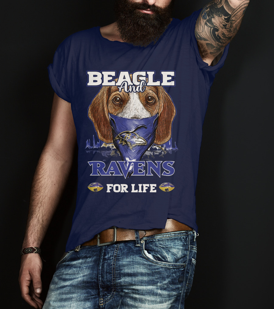Beagle And Ravens For Life Baltimore Ravens T-Shirt