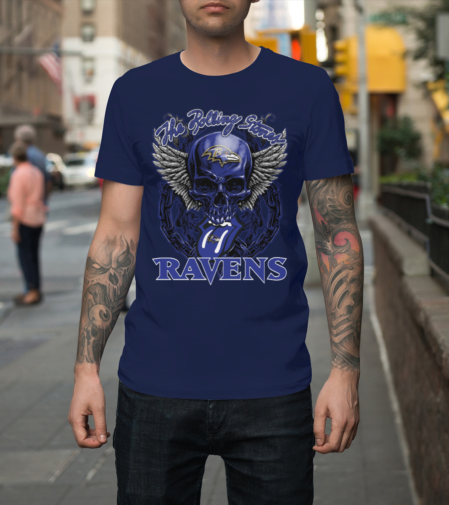 The Rolling Stones Ravens Baltimore Skull Wings T-Shirt