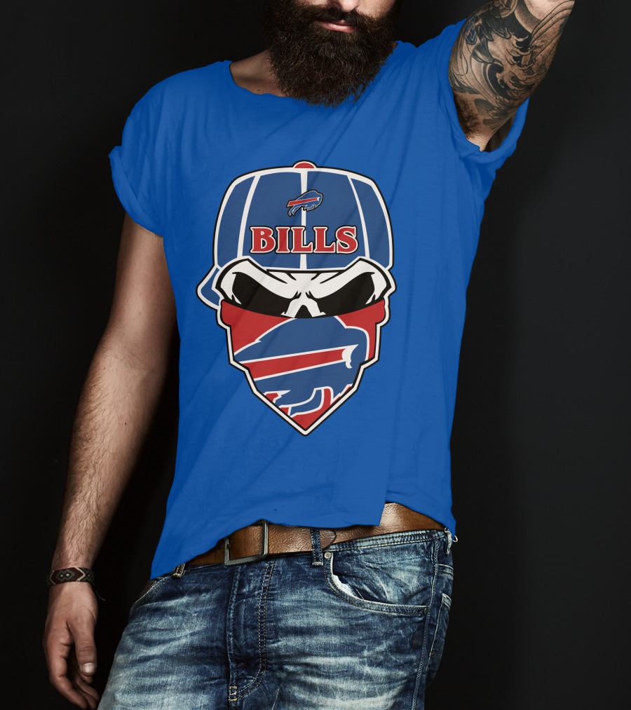 Buffalo Bills Skull Cap And Bandana T-Shirt