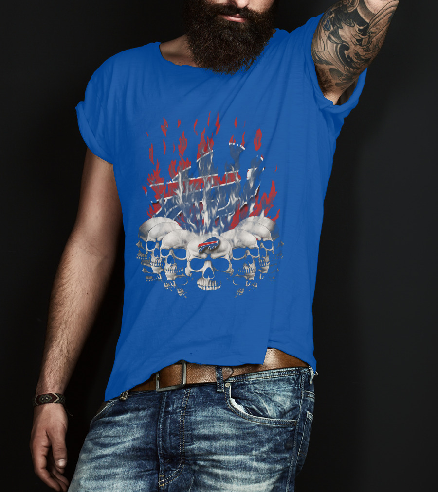 Buffalo Bills Flaming Skulls T-Shirt