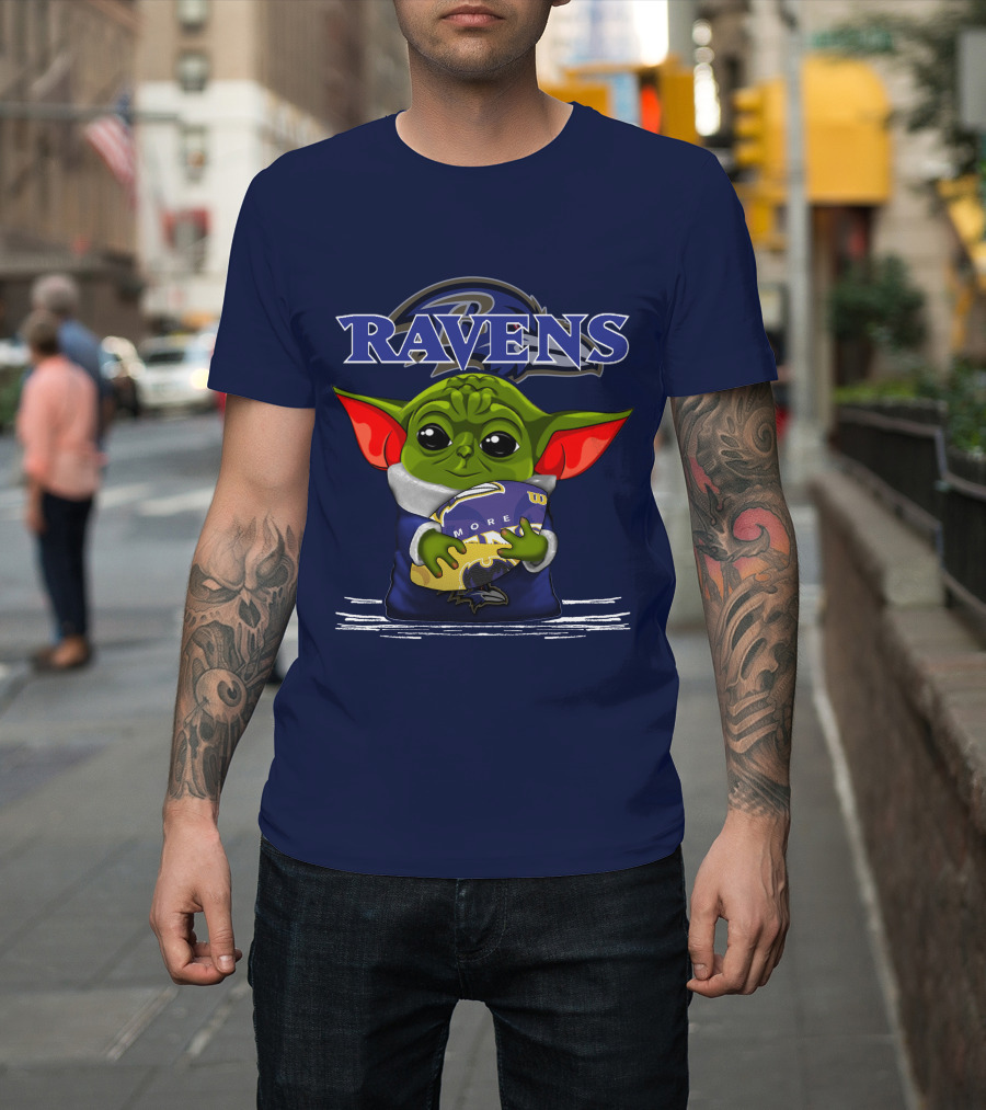 Yoda Holding Baltimore Ravens Football Ravens T-Shirt