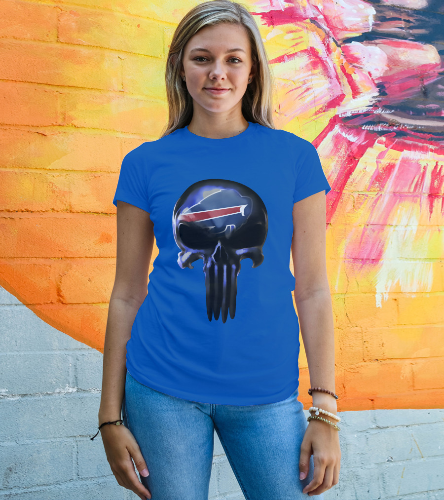 Buffalo Bills Punisher Skull Logo 49ers Crossover T-Shirt