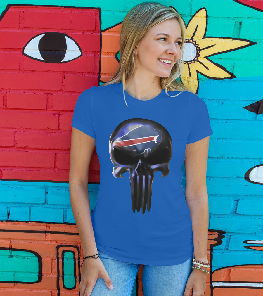 Buffalo Bills Punisher Skull Logo 49ers Crossover T-Shirt