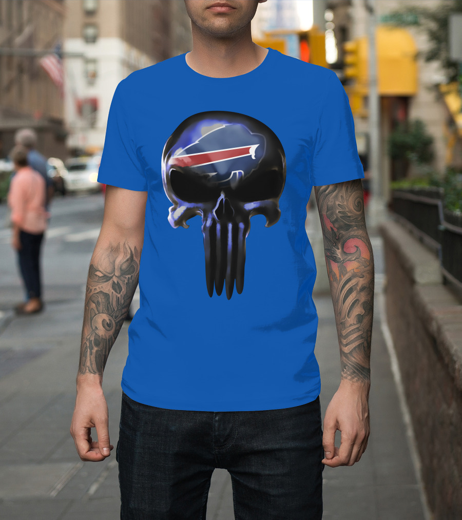 Buffalo Bills Punisher Skull Logo 49ers Crossover T-Shirt