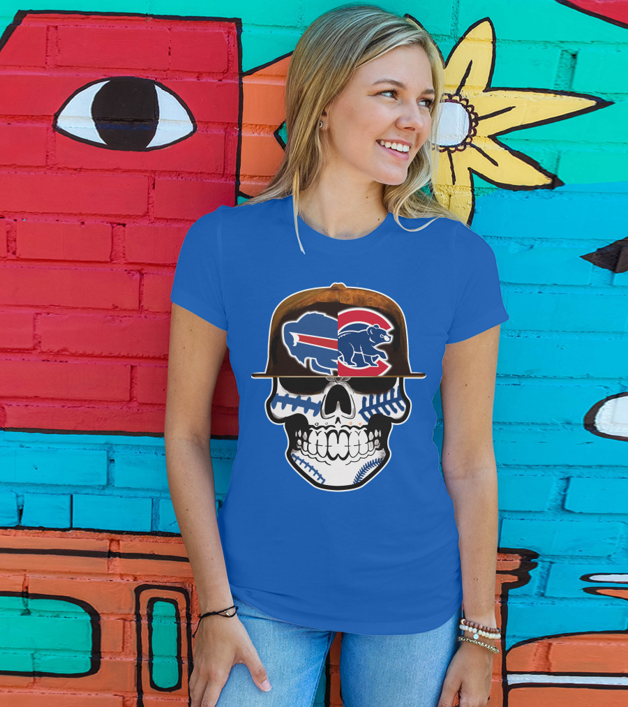 Buffalo Bills Chicago Cubs Skull T-Shirt