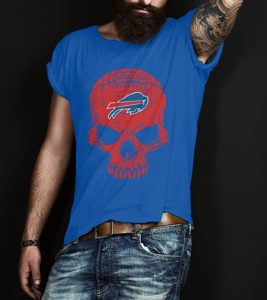 Buffalo Bills Skull Logo Football T-Shirt