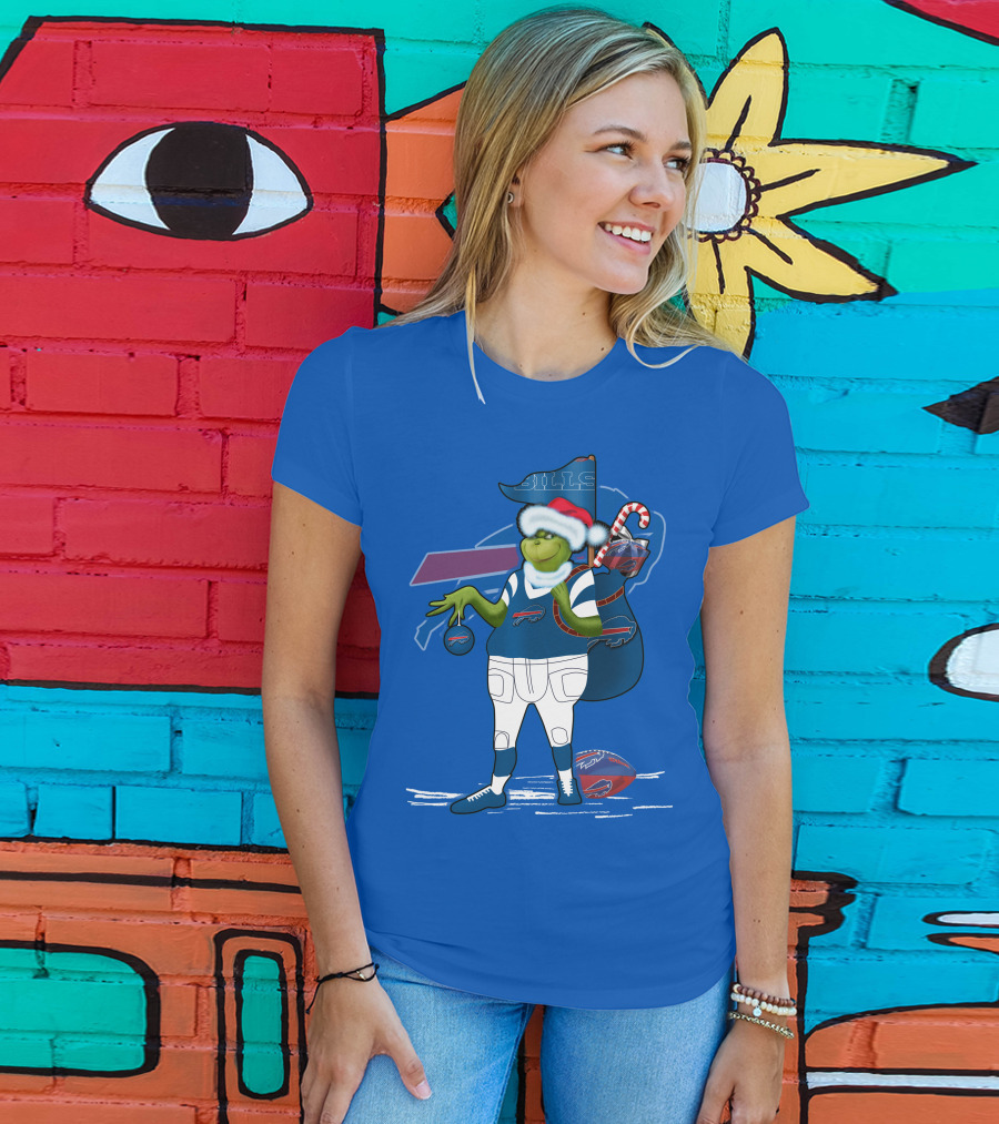 Grinchxmas Buffalo Bills Christmas Santa Football T-Shirt