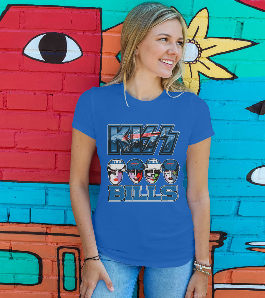 Kiss Buffalo Bills Helmets Face Paint Band Style T-Shirt