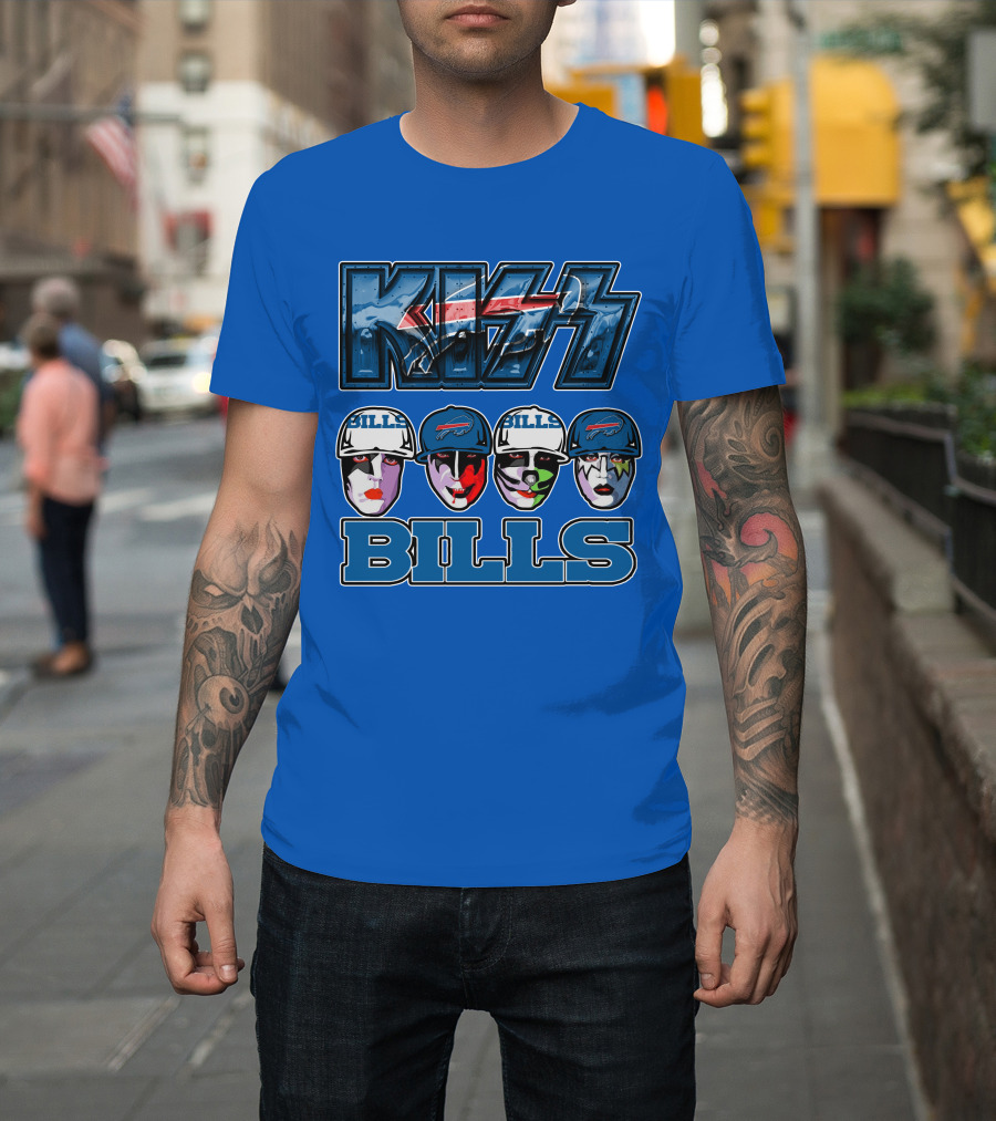 Kiss Buffalo Bills Helmets Face Paint Band Style T-Shirt
