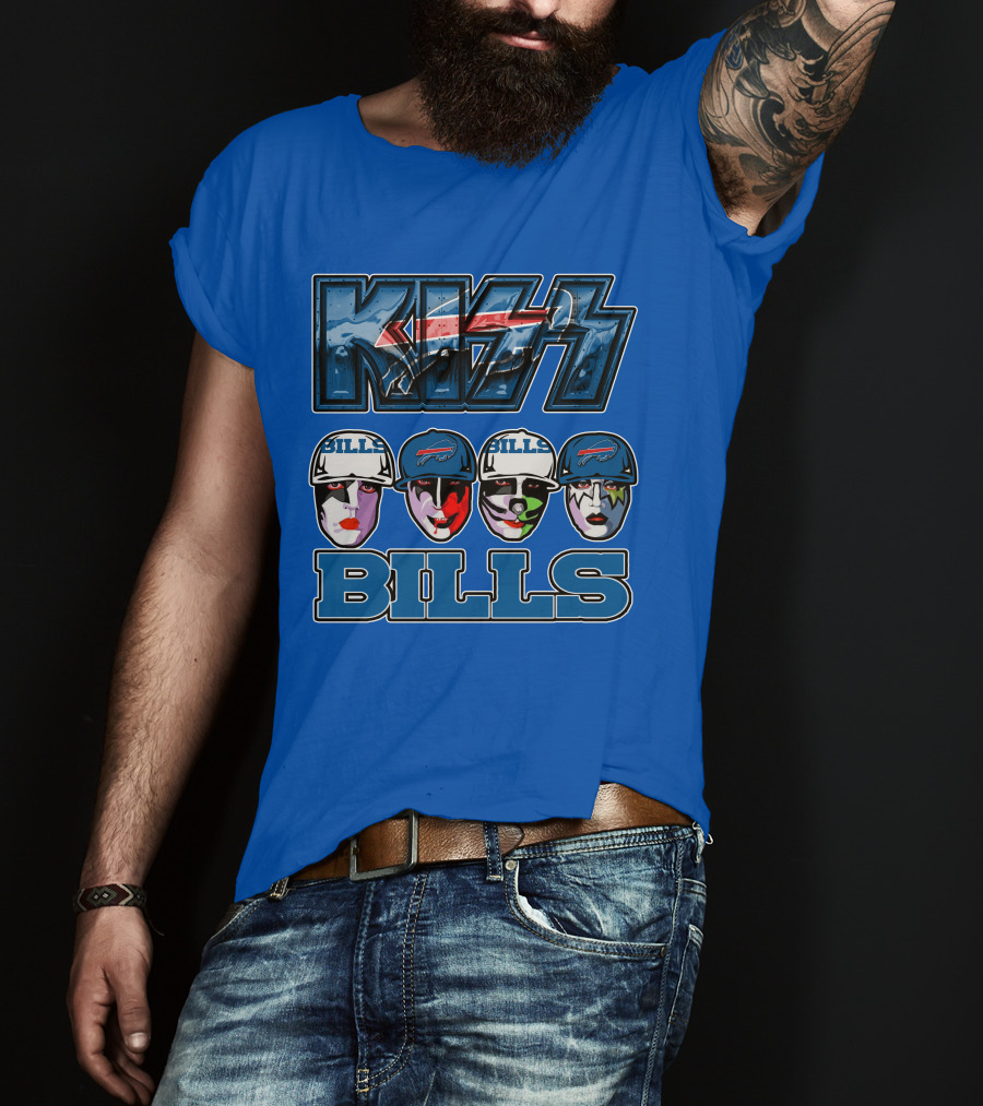 Kiss Buffalo Bills Helmets Face Paint Band Style T-Shirt