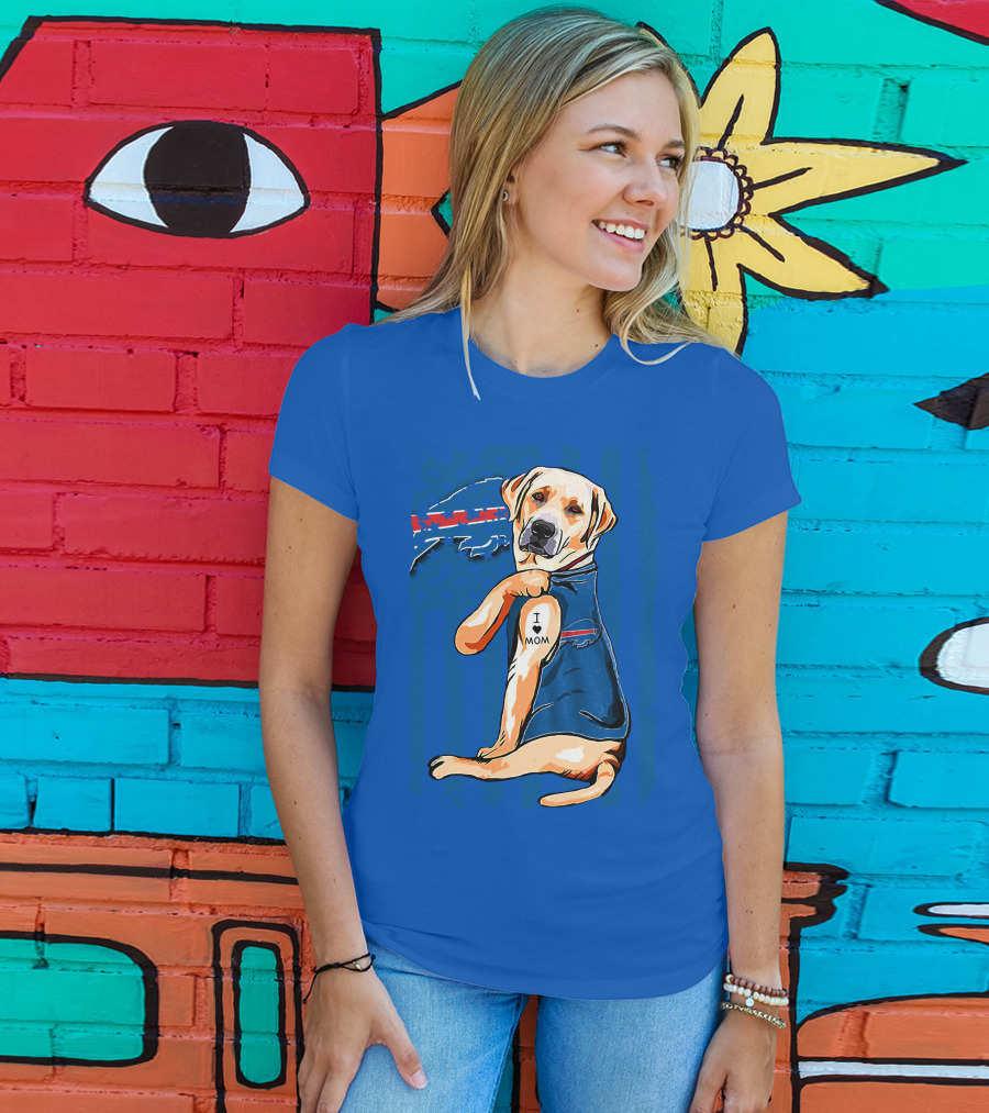 Labrador Retriever I Love Mom Buffalo Bills T-Shirt