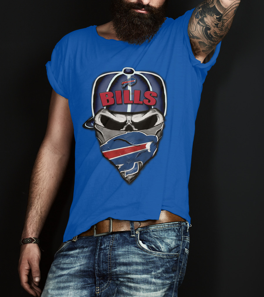 Buffalo Bills Skull Bandana Nfl Fan Skullcap T-Shirt